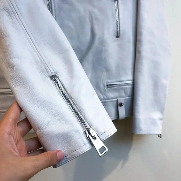 JOSEPH Ryder 100% Lamb Leather White Designer Classic Motorcycle Jacket 36 RARE - Picture 4 of 12